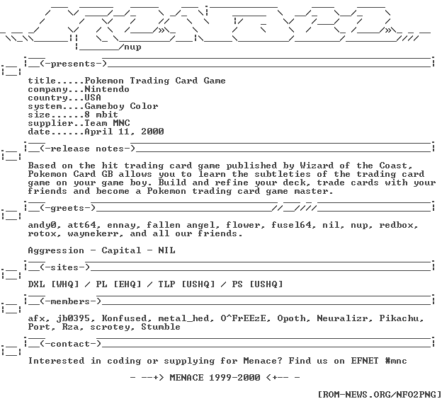 ROM-NEWS/GBC | NFO (Pokemon_Trading_Card_Game_GBC-MNC)